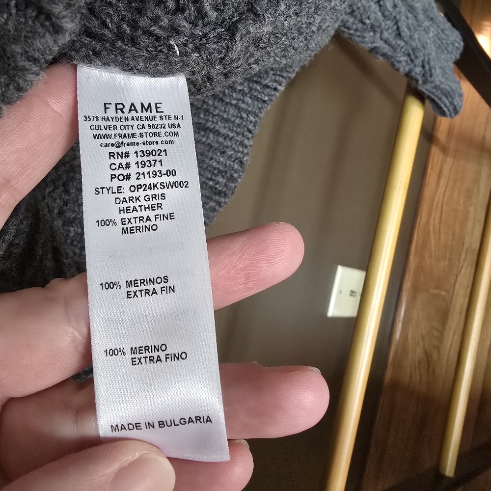 FRAME Gray Cable Knit Sweater - Picture 6 of 8